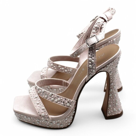 Madden Girl Womens Pink Padded Embellished 1 Platform Adjustable Strap Ankle Str - Picture 6 of 7